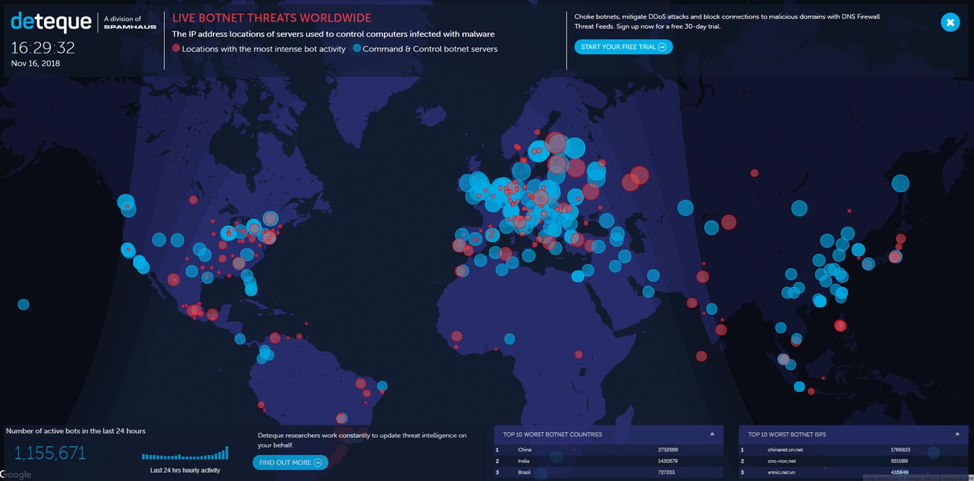 Cyber Attack Map by Deteque