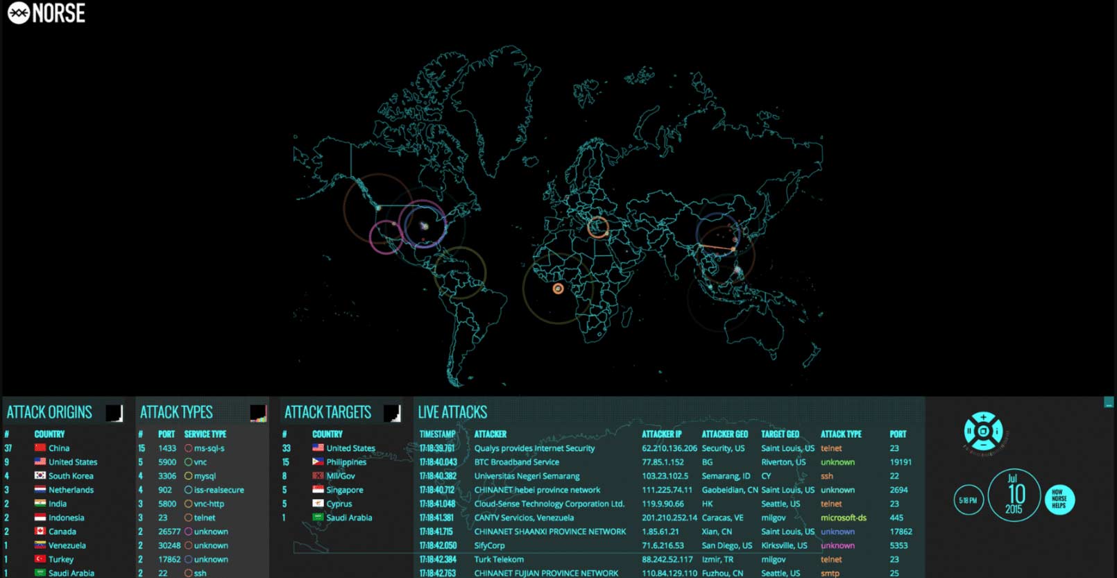 Cyber Attack Map by Norse