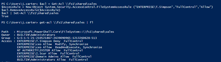 How to Manage File System ACLs with PowerShell Scripts Remove User Permissions