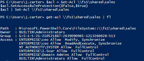 Managing File System ACLs with PowerShell Script Enabling Permissions Inheritance