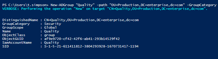 Creating a Security Group in Active Directory with PowerShell