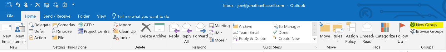 Office 365 Groups Users Add a New Group from Outlook