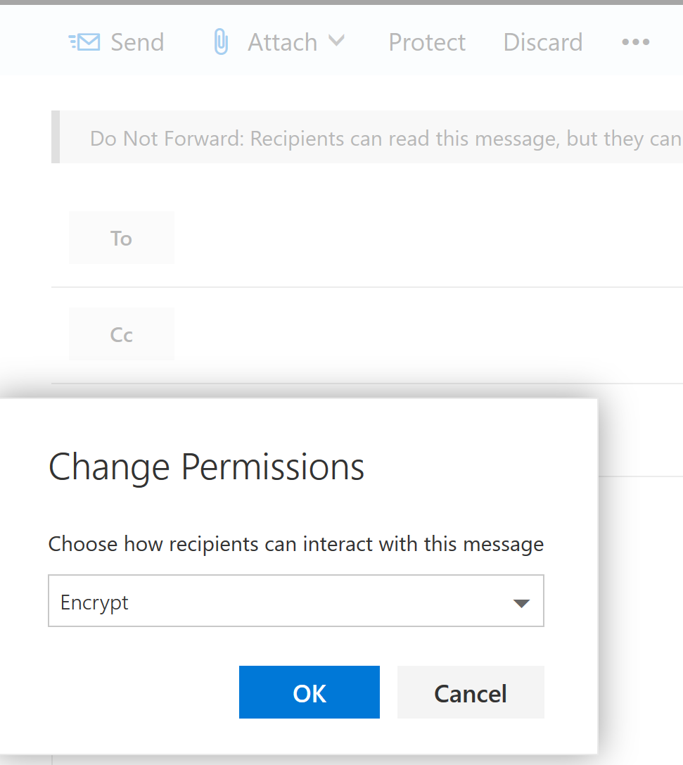 Encrypting a message in Outlook for the Web