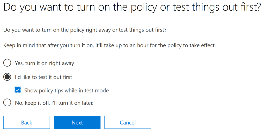 Managing Office 365 DLP Activating the Policy