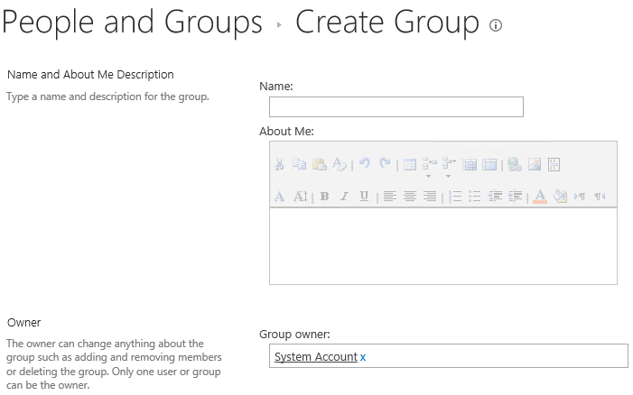 Creating a SharePoint Group