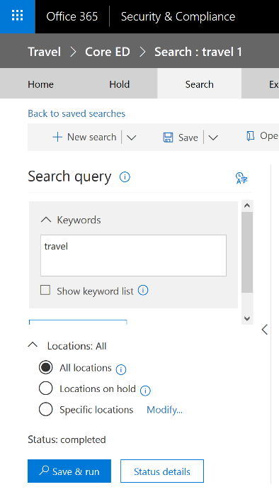 eDiscovery in Office 365 Searching