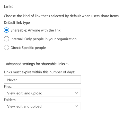 OneDrive for Business Setting Sharing