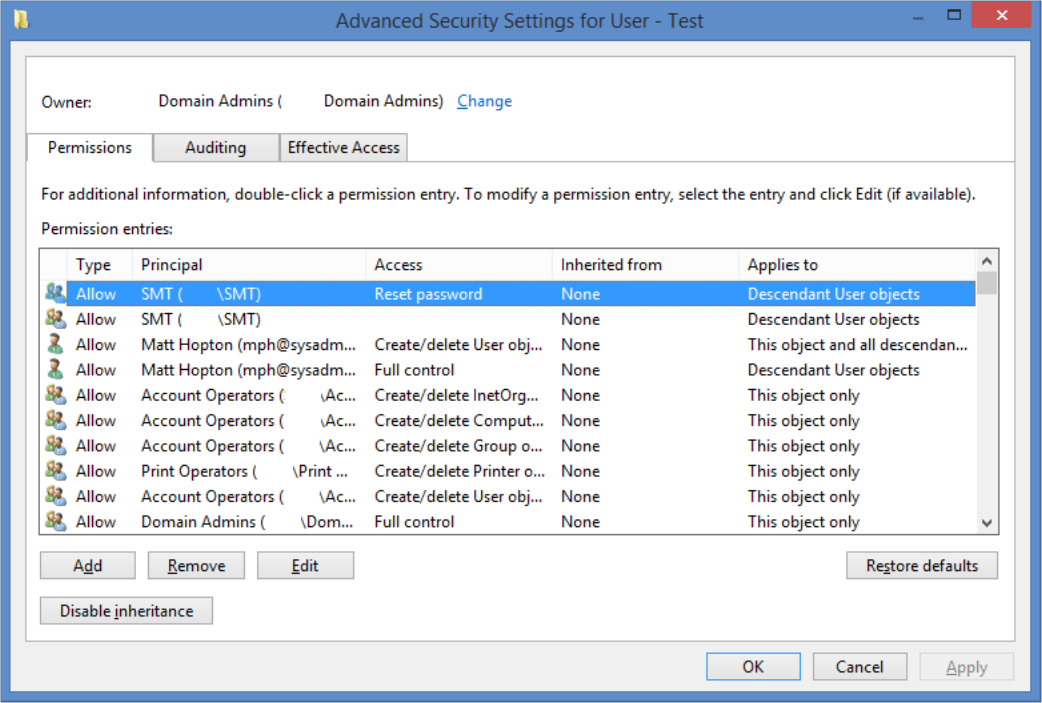 active directory ou permissions report