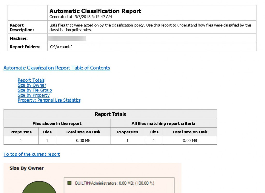 Microsoft File Classification Infrastructure (FCI) Testing the classification rule