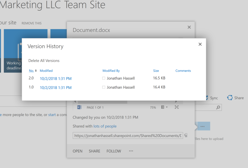 SharePoint Online Administration Accessing an Older Version of a File in a SharePoint Online Document Library