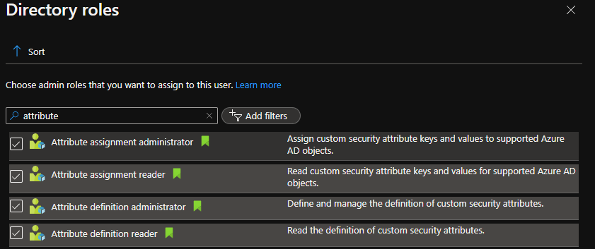 Azure AD Security Attributes Prerequisite