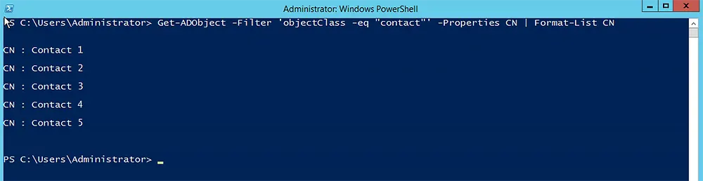 Example 4: Find Active Directory Contacts