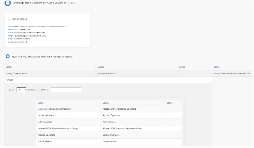 Viewing Memberships using the Netwrix GroupID Report Module