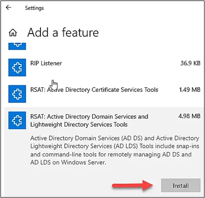 Install ADUC for Windows 10 Version 1809 and above
